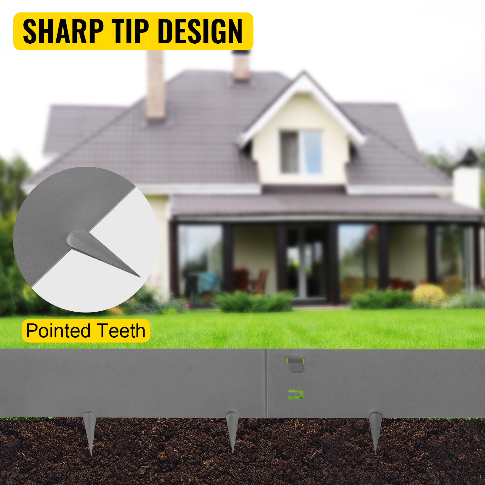VEVOR Steel Lawn Edging, 5PCS 4"x39" Garden Metal Landscape Edging Border, Flexible Galvanized Steel Landscape Border, 16.25 ft Total Length Landscaping Metal Edging, Lawn Edge for Garden, Yard, Gray