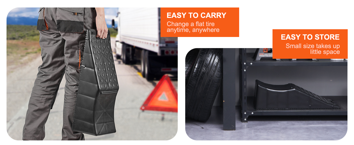 2 Pack Black Car Ramps - Low Profile Design For Oil Changes & Vehicle Maintenance, Heavy Duty PP