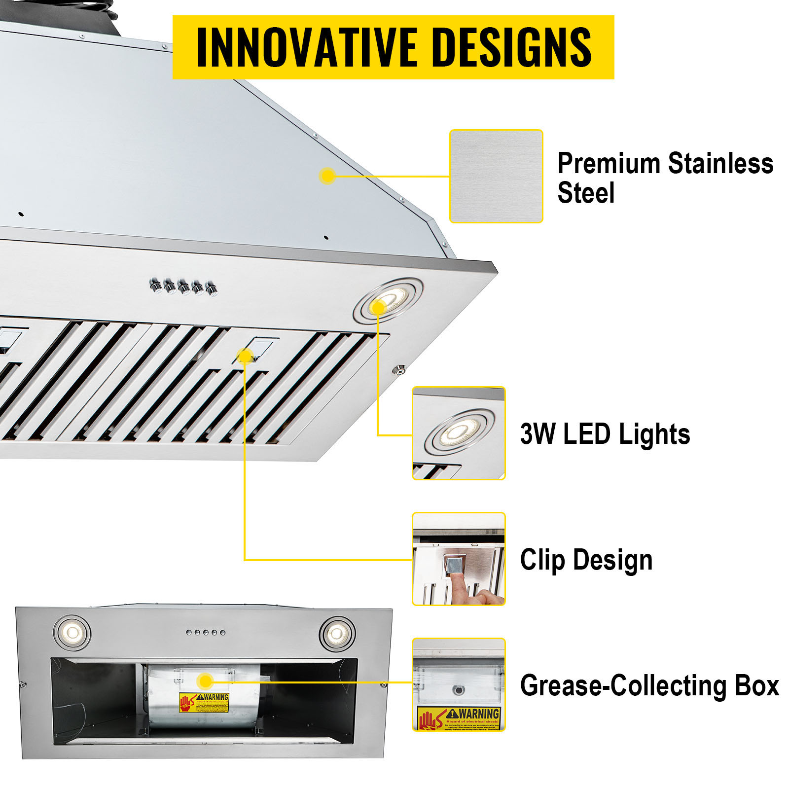 Built-in Range Hood,Max 800CFM,Push Button Control