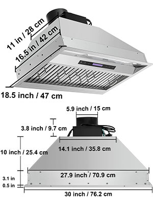 Built-in Range Hood,Max 900CFM,Touch & Remote Control