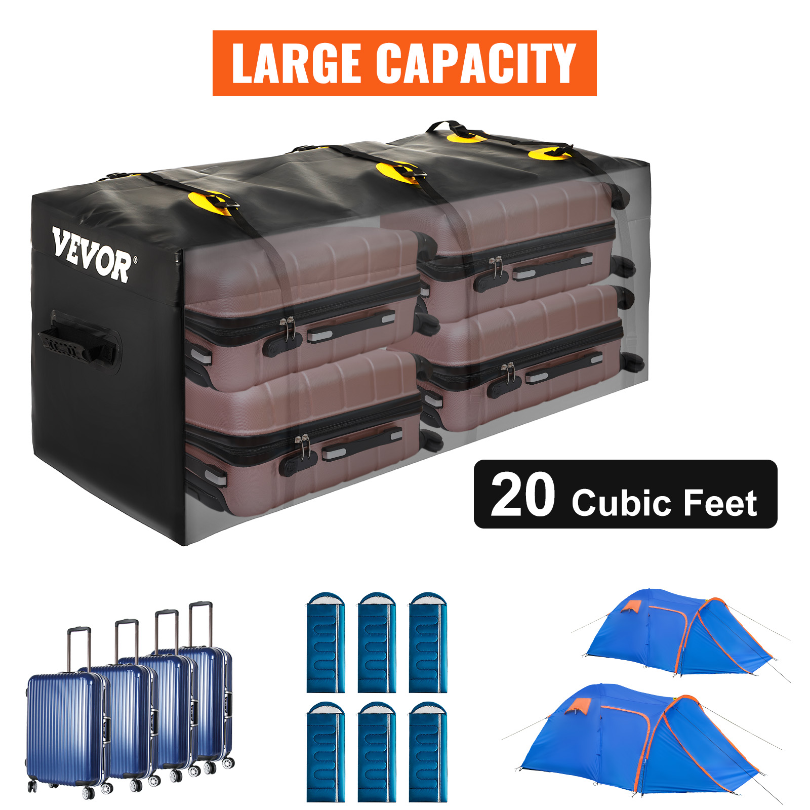LUVODI Dachbox Dachkoffer Auto wasserdicht: 425L Faltbare Gepäckbox Cargo  Carrier Bag für Reisen und Gepäcktransport Schwarz haltbar PVC: :  Auto & Motorrad
