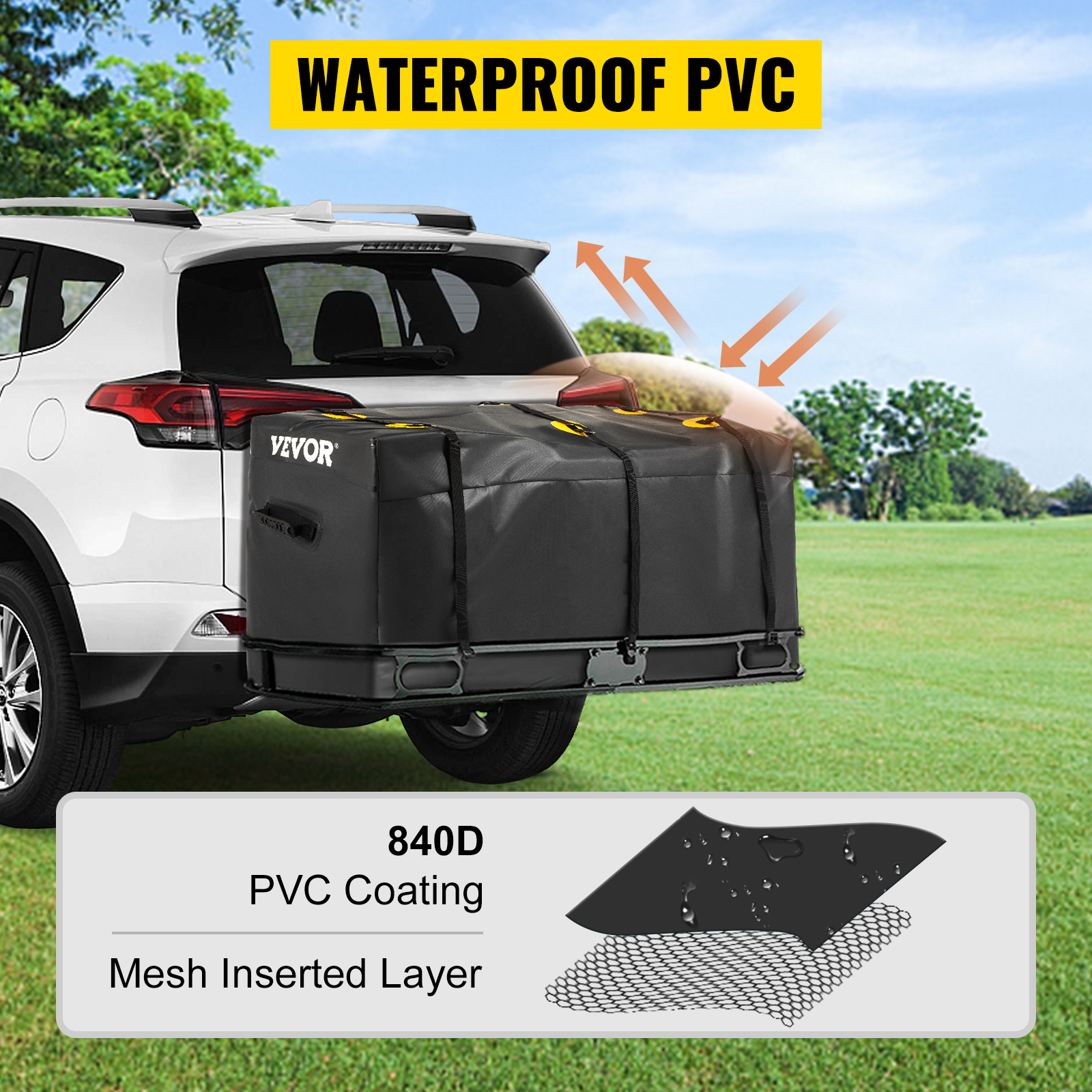 Waterproof Cargo Carrier Bag, AUPERTO Hitch Mount Cargo Bag 20 Cubic Feet  (60''x24''x24''), Soft-Shell Carriers -  Canada