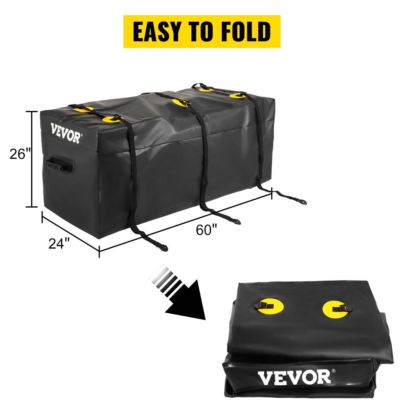 VEVOR Hitch Cargo Carrier Bag, Waterproof 840D PVC, 60x24x26 (22 Cubic  Feet), Heavy Duty Cargo Bag for Hitch Carrier with Reinforced Straps, Fits  Car Truck SUV Vans Hitch Basket