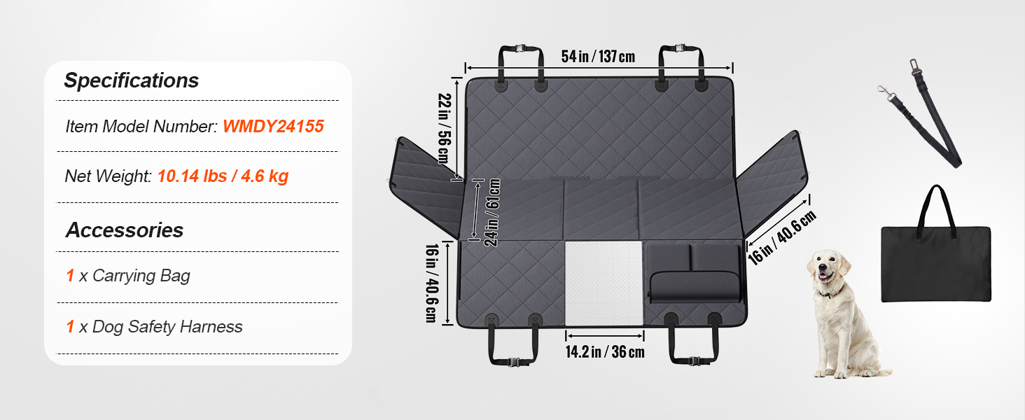 54 x 24 in,Dog Car Seat Cover,Cars