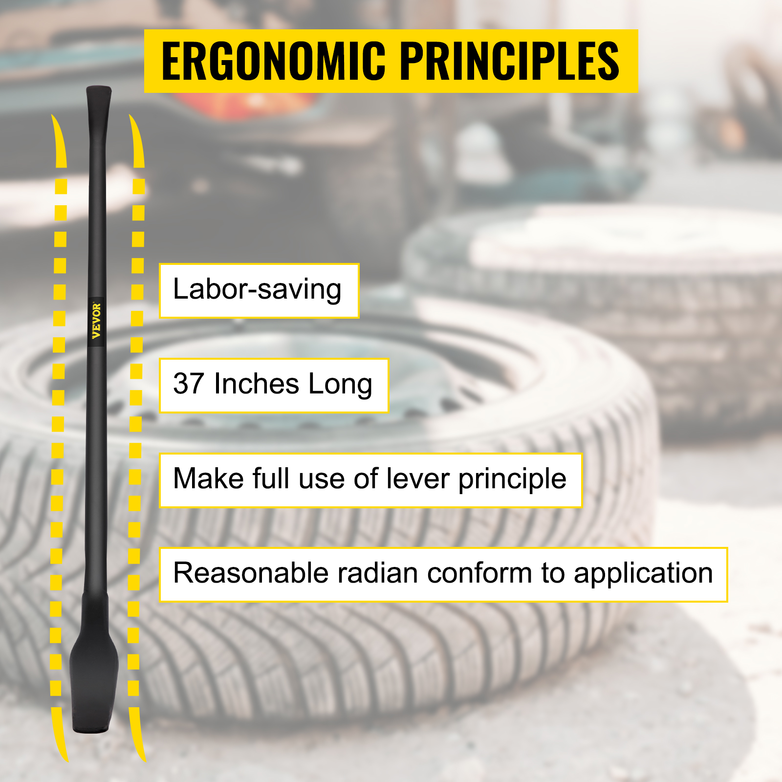 Vevor 37" Tubeless Tire Iron Changer Truck Tractor Mount Demount Repair