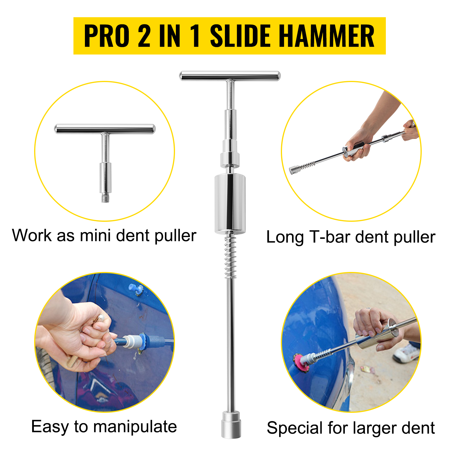 Dent Puller - Dent Remover with T bar Dent Puller and Upgraded Dent Puller  Tabs for Car Dent Repair and Metal Surface Dent Removal