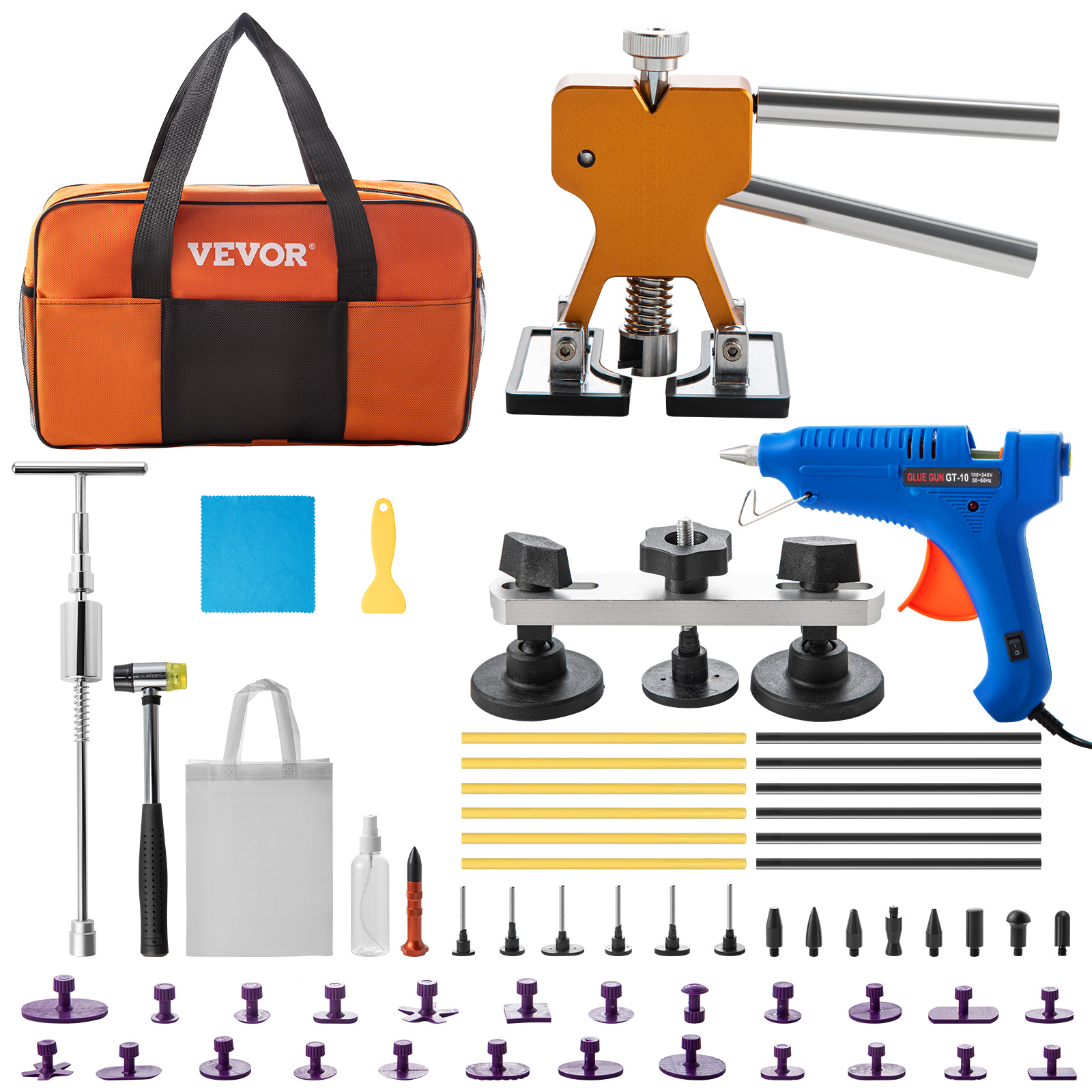 VEVOR Dent Removal Tool, 60 Pcs Paintless Dent Repair Tools, Puller and  Lifter Dent Repair Kit, Glue Puller Tabs Dent Puller Kit for Auto Dent