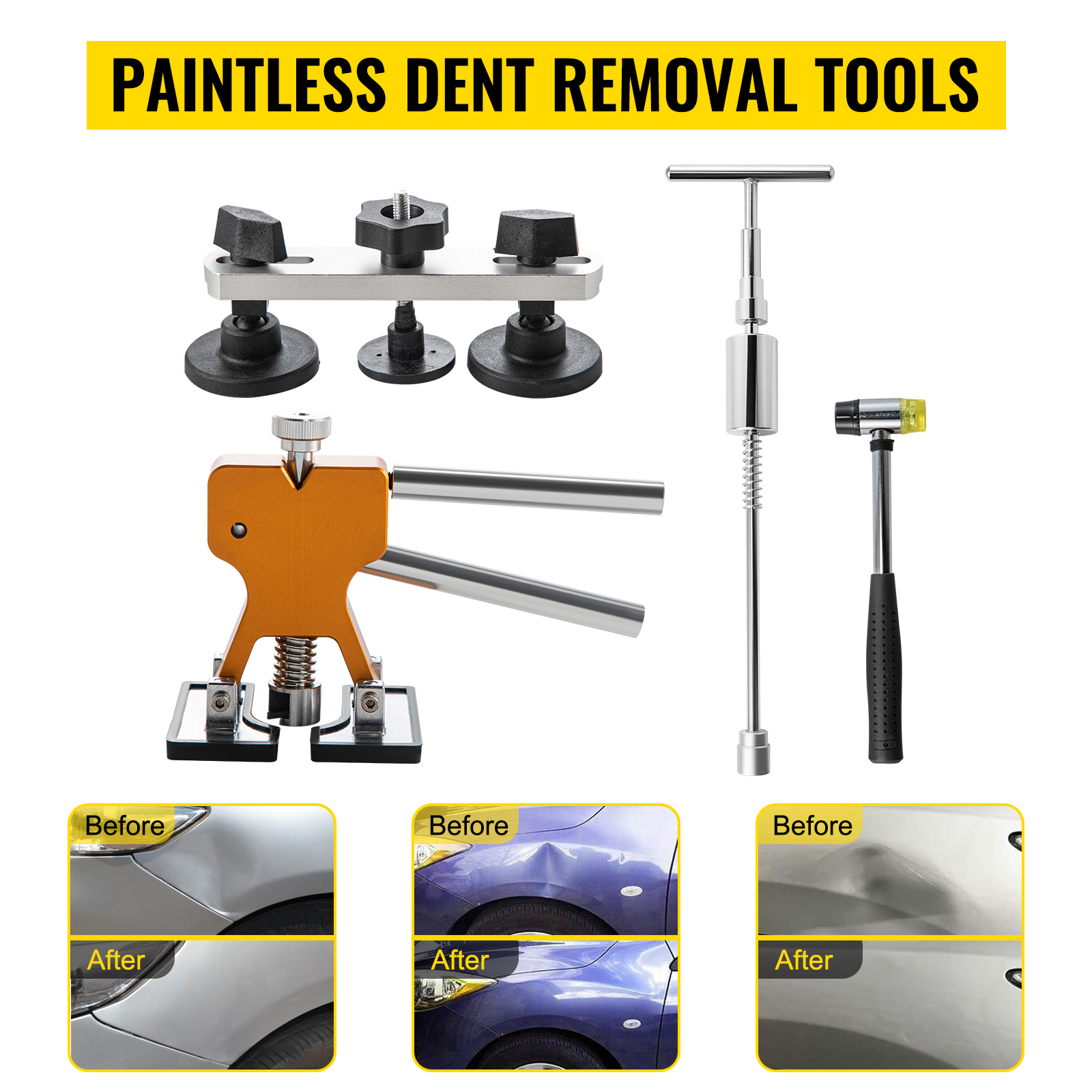 13/9pcs Paintless Dent Repair Kit, TSV Car Body Bridge Dent Puller Removal Tools, Auto Body Repairing Remover Tool Kit for Auto Body Dents, Door Dings
