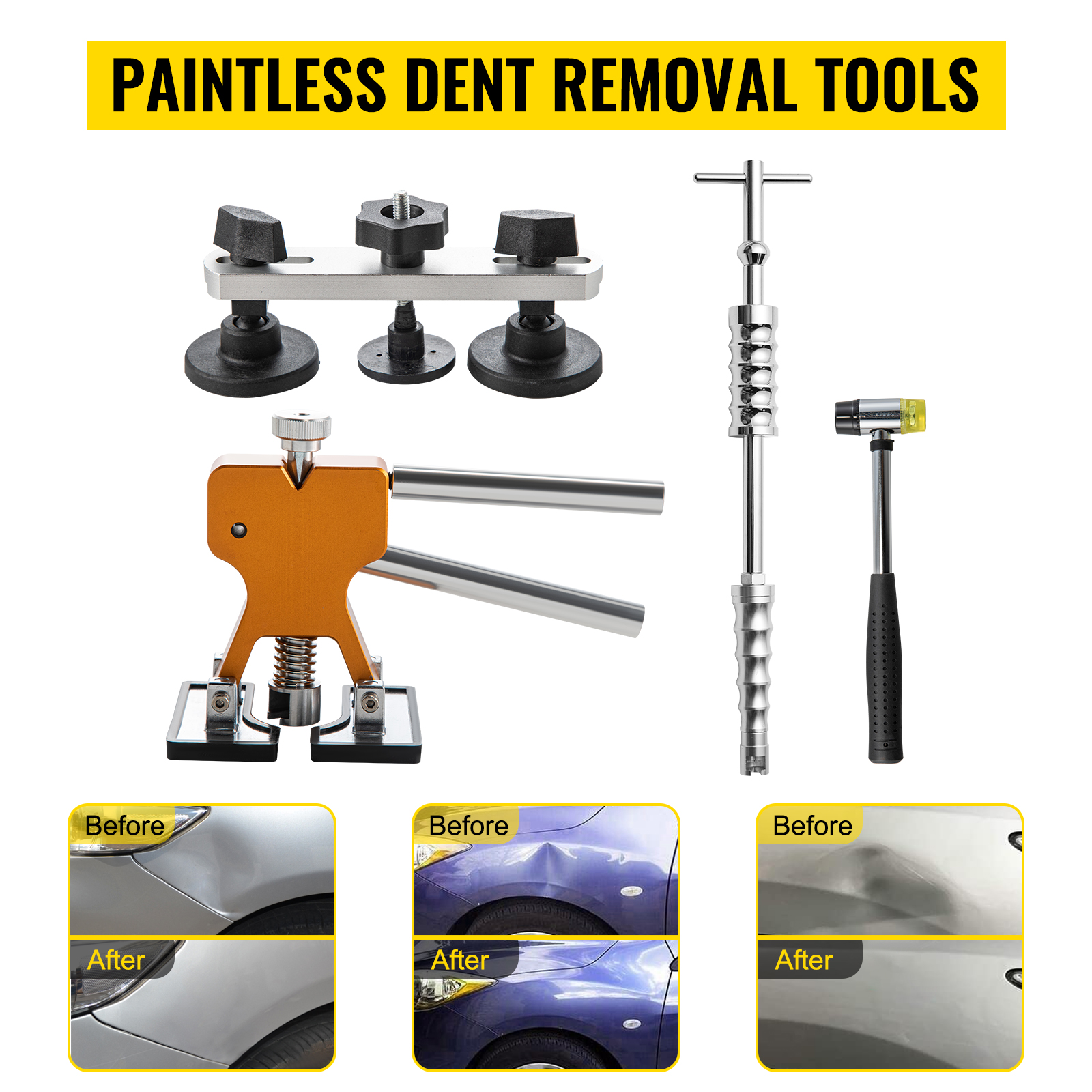 Paintless Dent Removal Rods, 89 PCS Paintless Dent Repair Tools, Golden  Lifter Puller Car Dent Repair