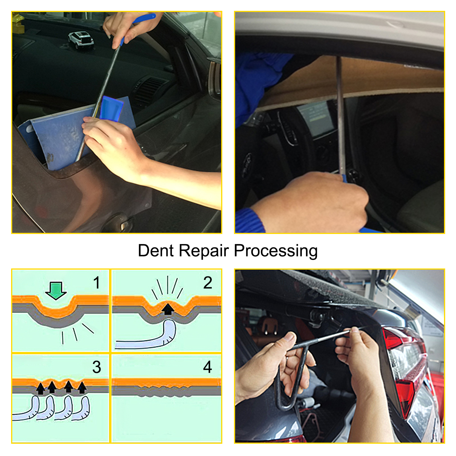 VEVOR Paintless Dent Removal Rods, 89 PCS Paintless Dent Repair Tools,  Golden Lifter Puller Car Dent