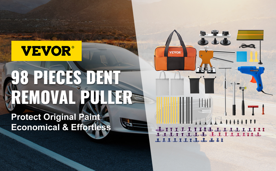 VEVOR Dent Removal Tool, 98 Pcs Paintless Dent Repair Tools, Led Baffle  Board Car Dent Repair Kit, Glue Puller Tabs Dent Puller Kit for Auto Dent