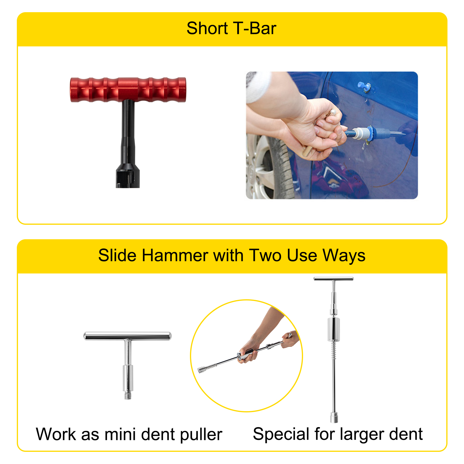 Paintless Dent Repair Tools Dent Puller Kits Pops a Car Dent Removal Kit,  Slide Hammer & Glue Gun for Automobile Body Motorcycle Refrigerator Washer  