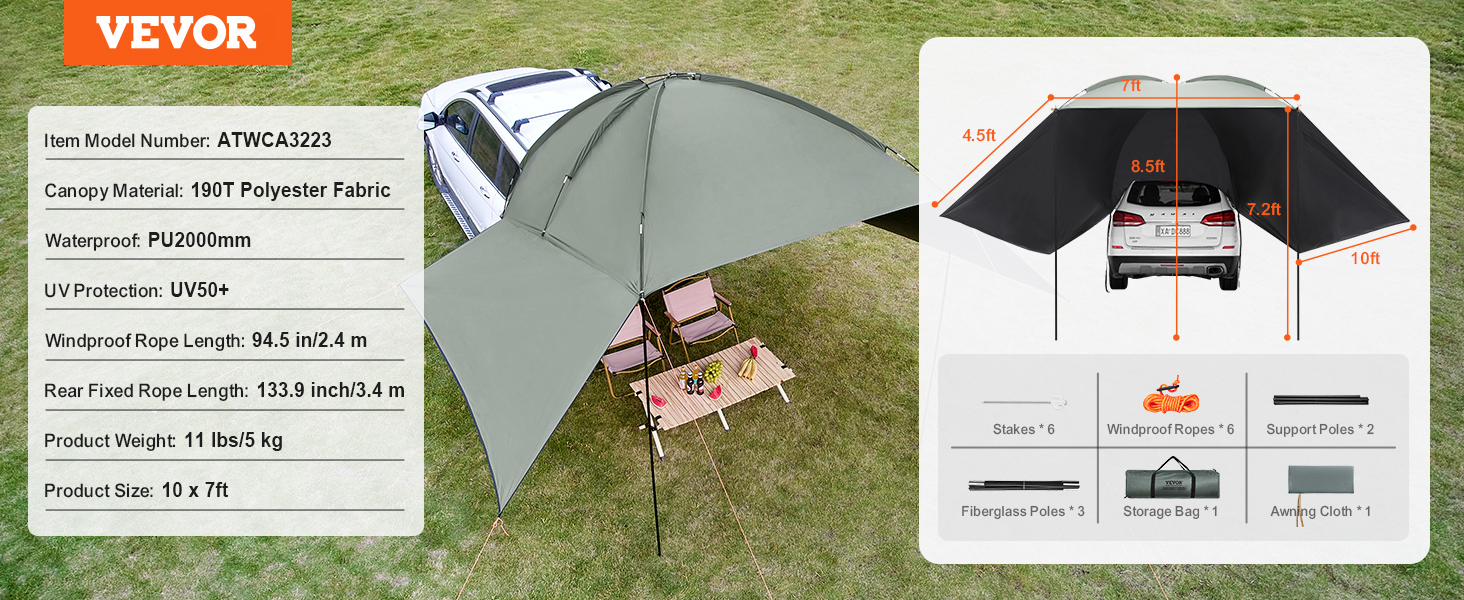 Tenda laterale per auto Tendalino parasole antipioggia resistente  resistente