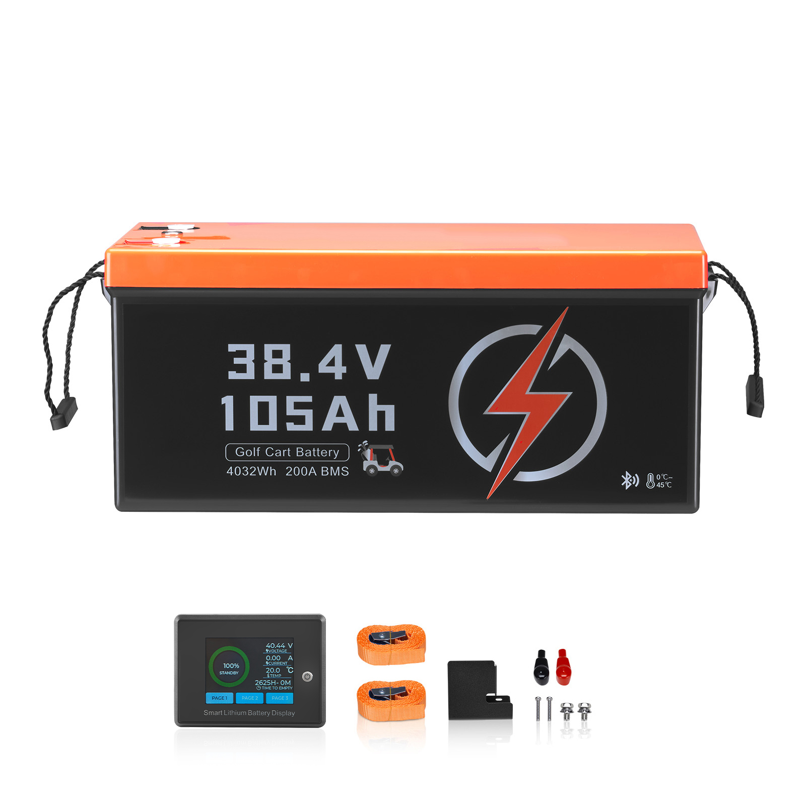 Uimoso 36/48V 105Ah Lithium Battery for Golf Cart with 20A Charger & LCD Display