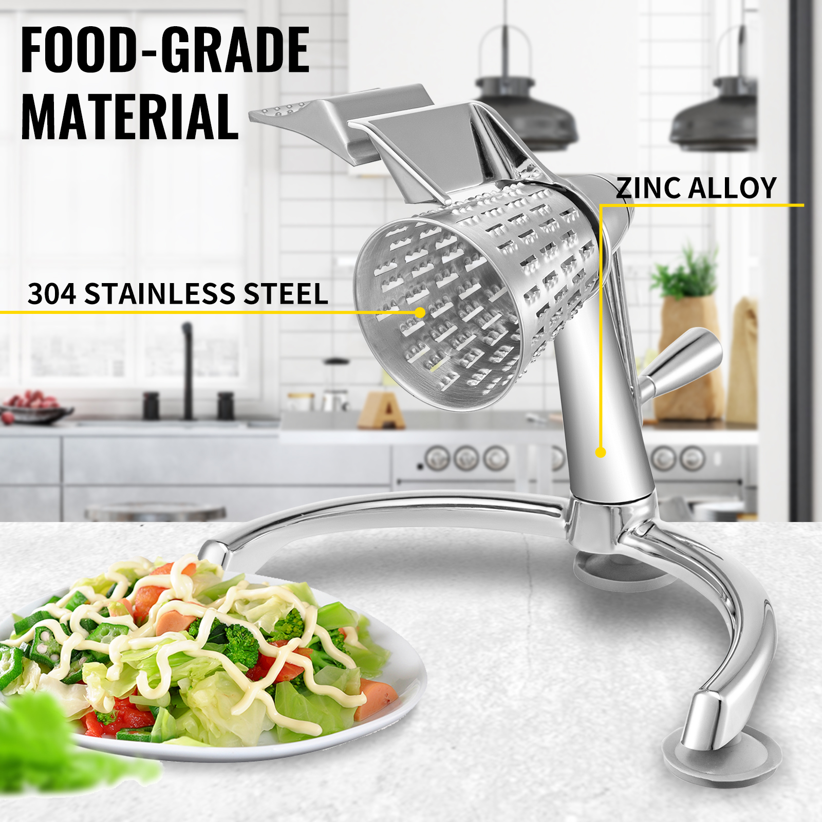 Easy-cheesy rotary grater and vegetable slicer with large bowl – your ultimate kitchen gadget for quick and efficient food preparation