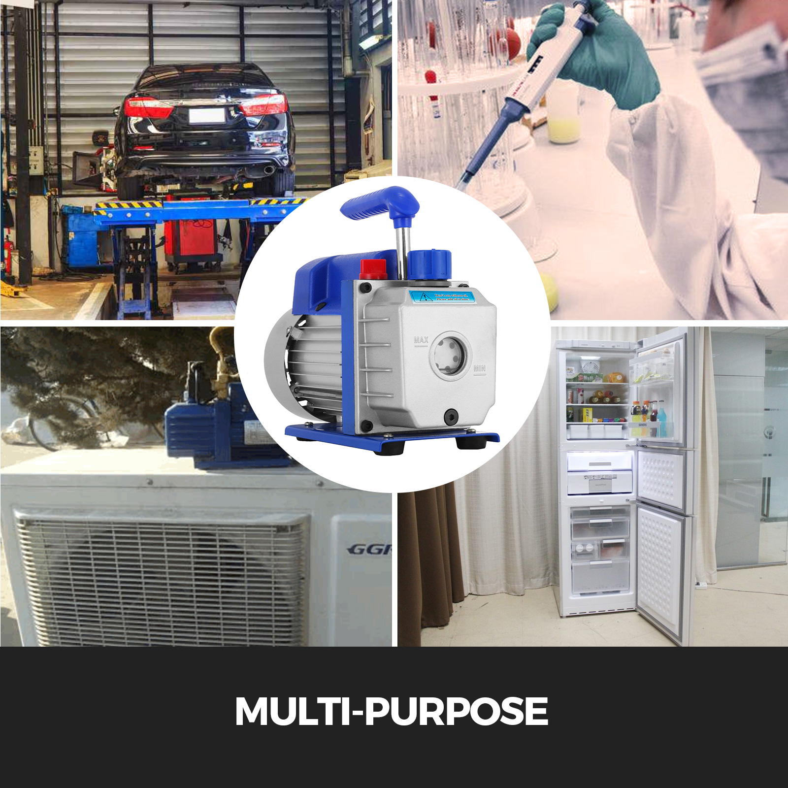 7CFM 5PA Kältemittel-Vakuumpumpe 1/4 Luftansaugung Kühlung 1/2 HP für Auto  Haushalt Klimaanlagen Für
