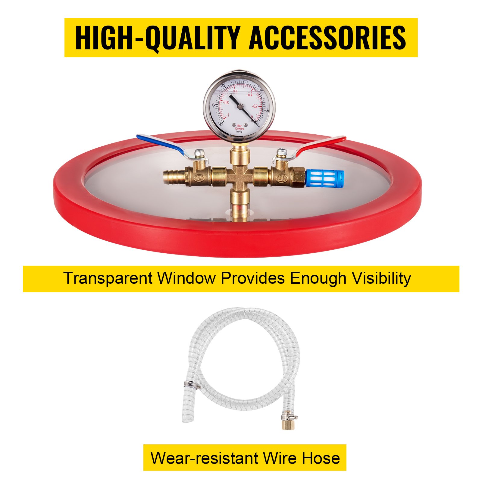 VEVOR 1.5 Gallon Vacuum Degassing Chamber Kit Stainless Steel Degassing Chamber 5.7L Vacuum Chamber Kit with 2.5 CFM Vacuum Pump - Not for Wood Stabilizing
