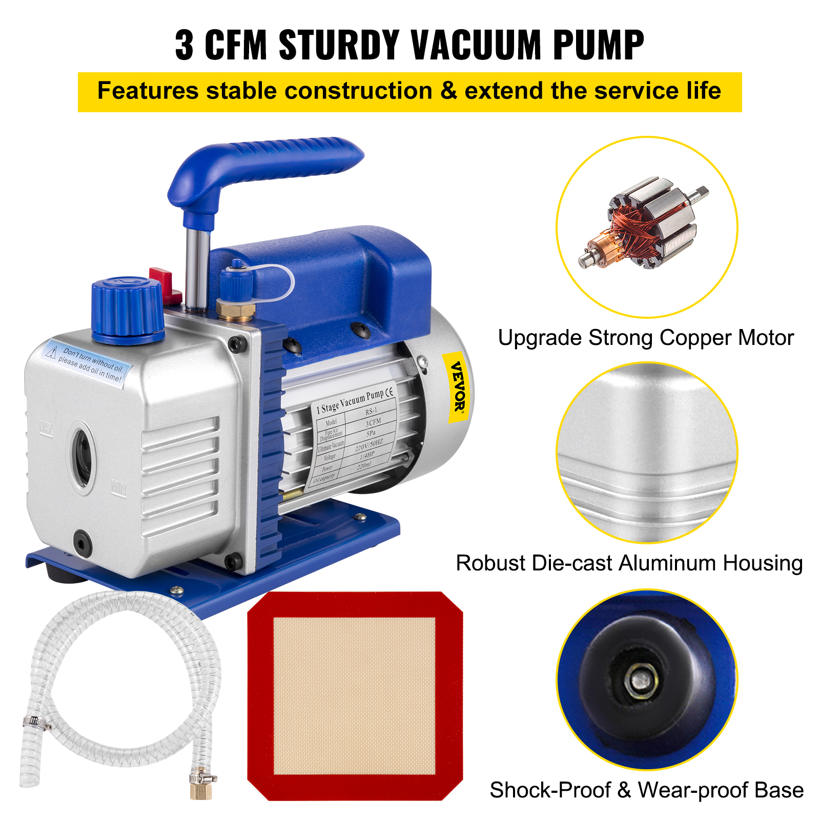 9 CFM 1 HP Rotary 2 Stage Vacuum Pump Refrigerant Gauges Tools Air Condition - Picture 29 of 110