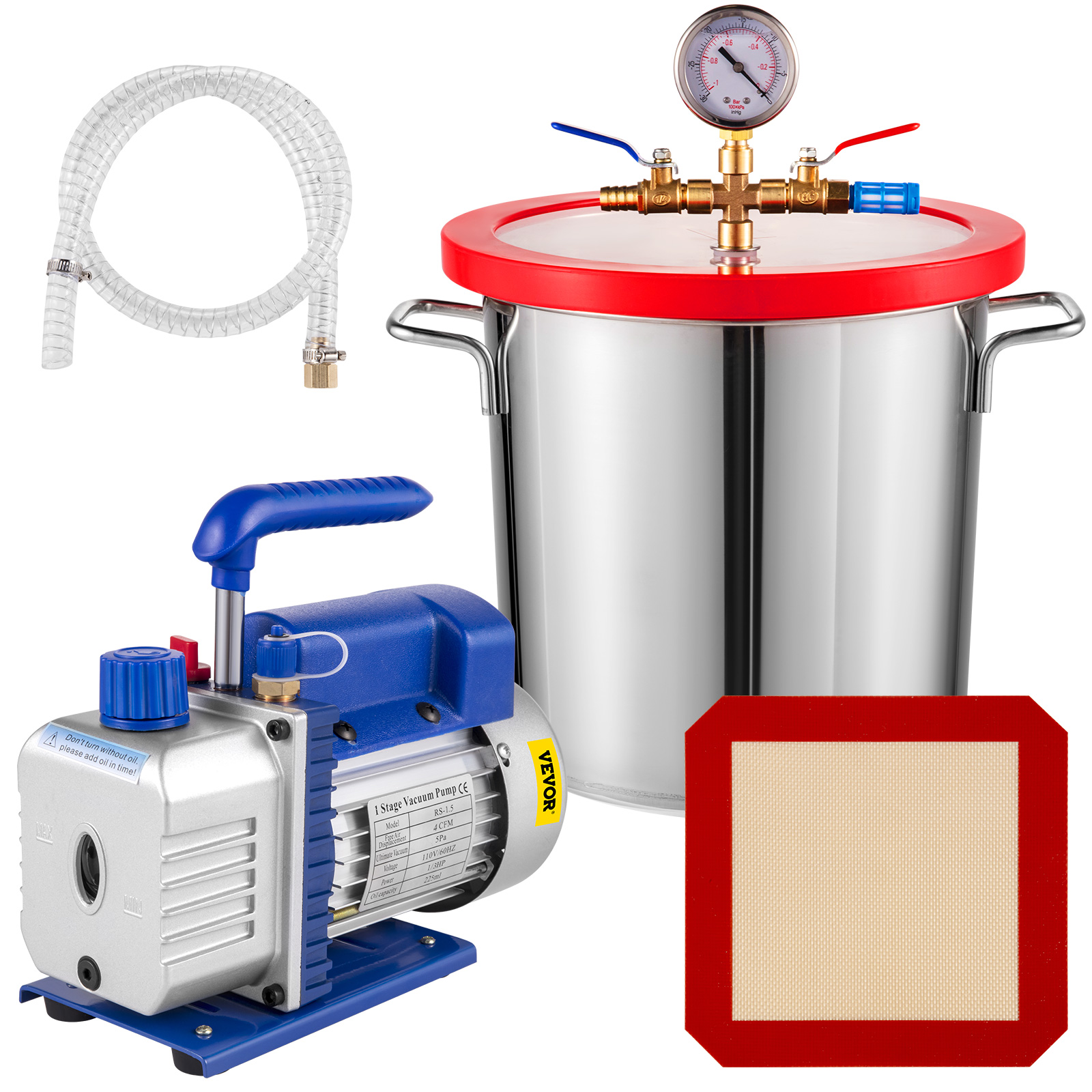 Deep Vane Pump, Vacuum Chamber, 3 Gallon
