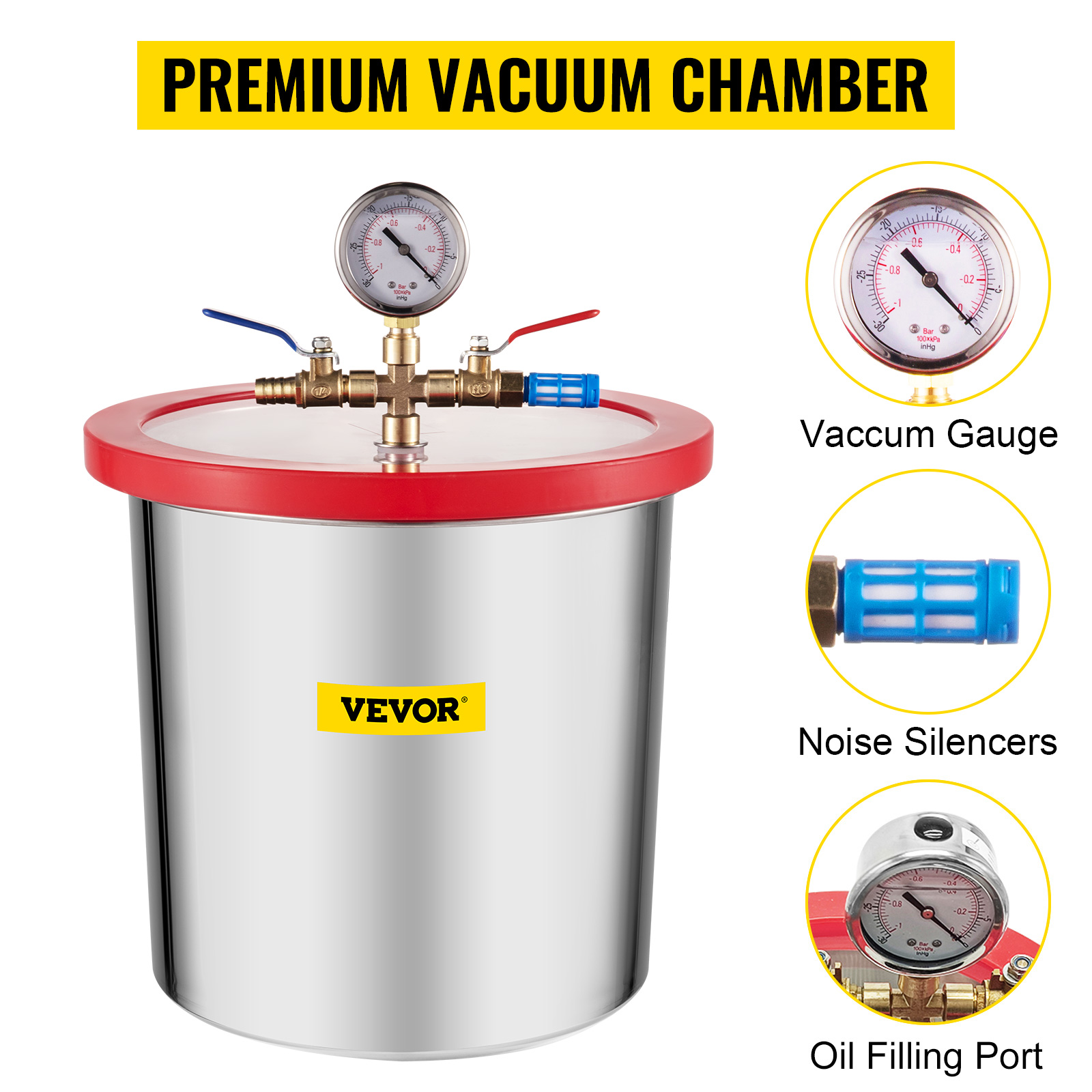 3cfm Vacuum Pump 3 Gallon Vacuum Chamber 110v Kit 60hz 1/4 HP Stainless Steel for sale online 