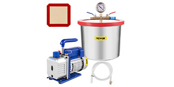 VEVOR Vacuum Pump 2 Gallon Vacuum Chamber Silicone Expoxy Degassing with  4CFM 1/3HP Single Stage Vacuum Pump