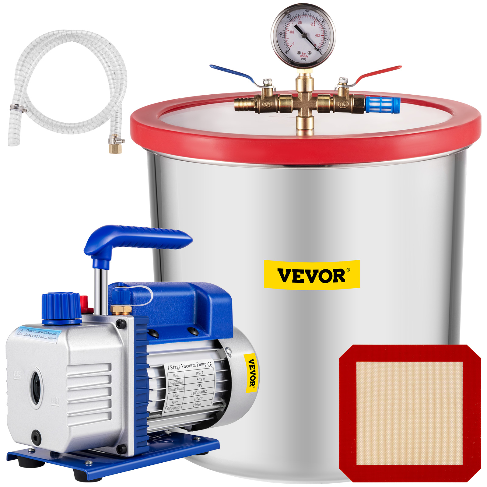 Details about   5CFM Vacuum Pump 5Gallon Vacuum Chamber 10Pa Tool Urethane Degassing Silicone US 