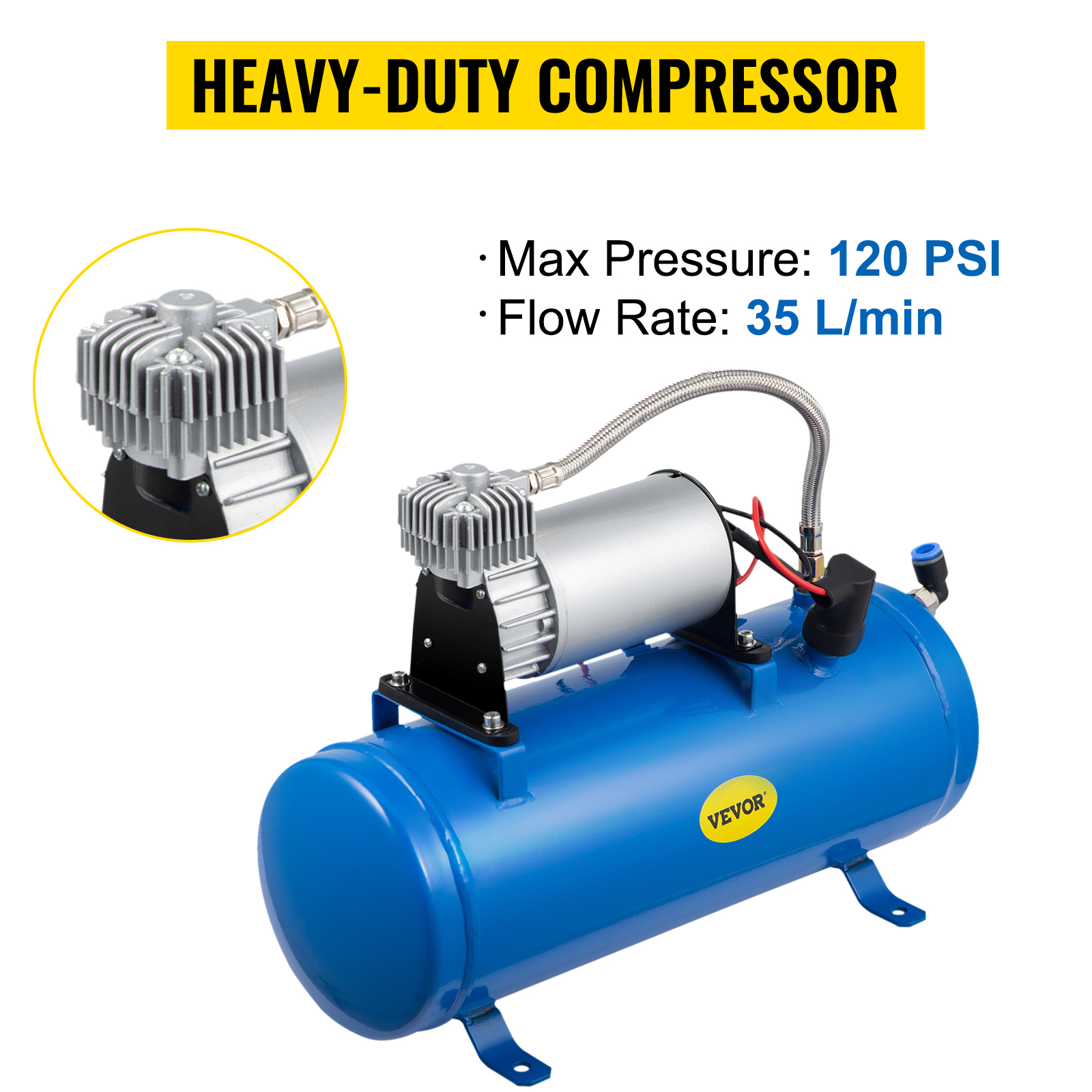 12V DC 100 PSI Druckluft Auto Kompressor Luftkompressor mit 6L Tank für  Lufthorn