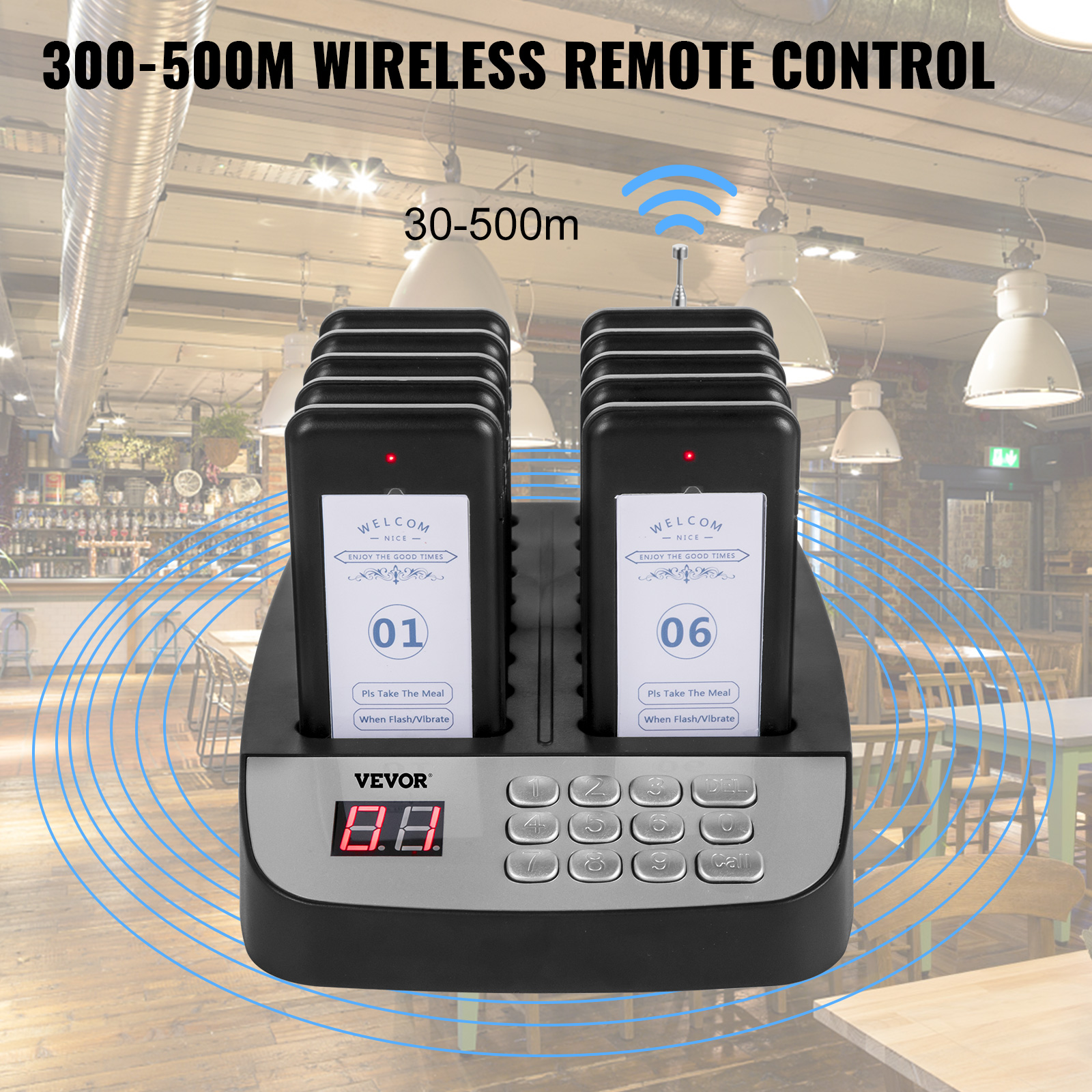 Guest Wireless Paging Queuing System POS 20 Digital Restaurant Coaster Pager