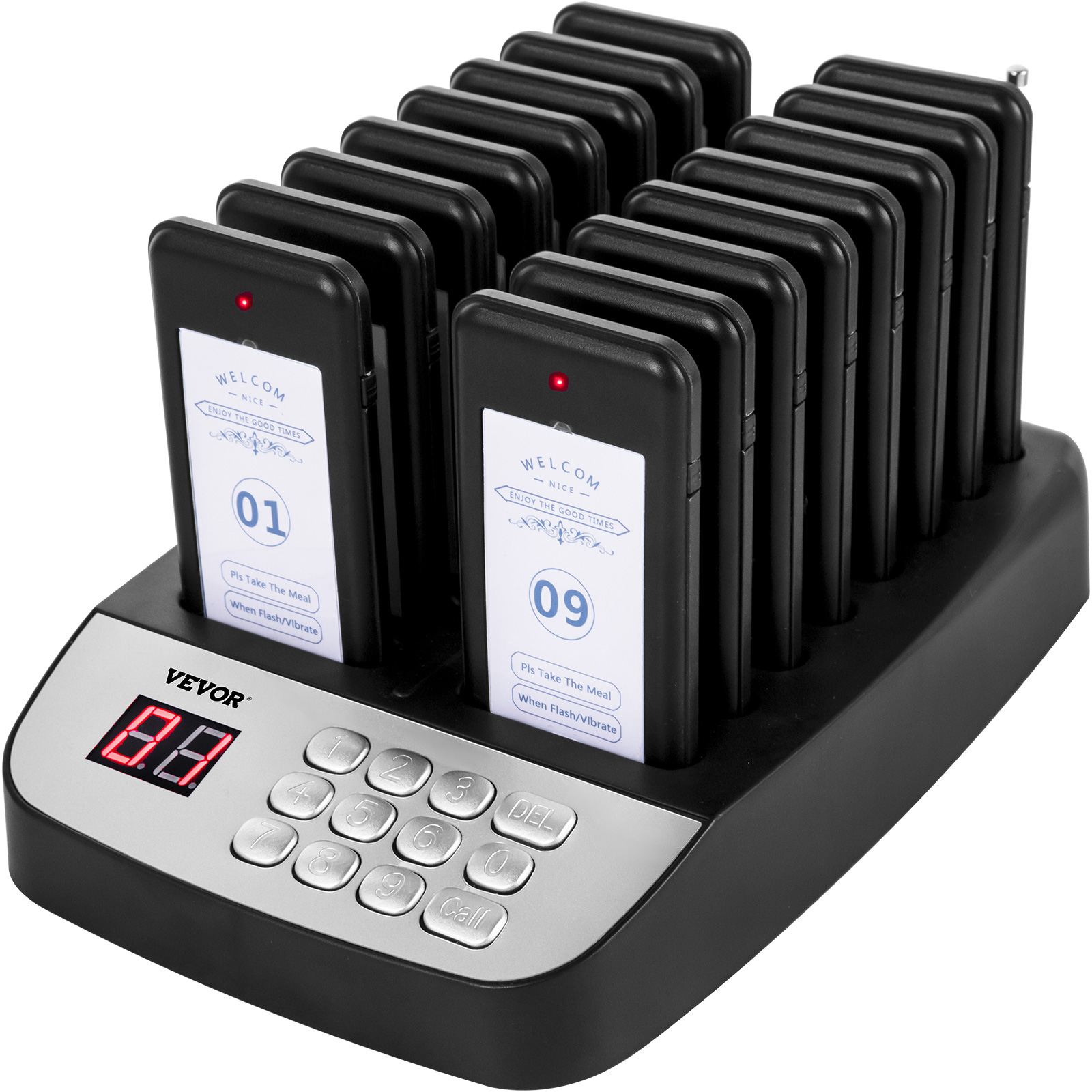 VEVOR Wireless Restaurant Buzzer Pager 16 Coasters Paging Guest Calling Queuing System