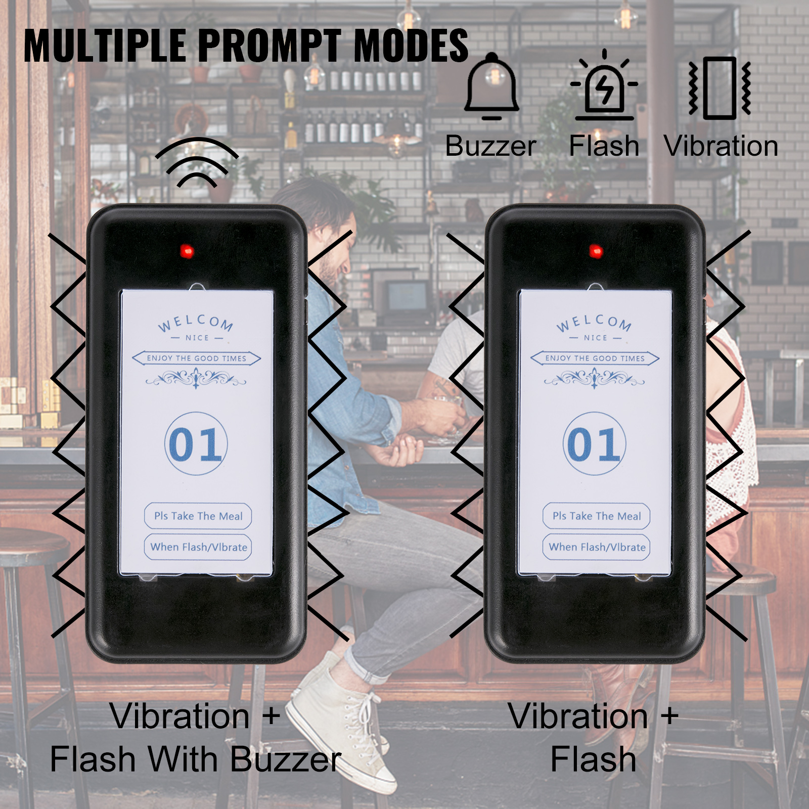 VEVOR Wireless Restaurant Buzzer Pager 16 Coasters Paging Guest Calling Queuing System
