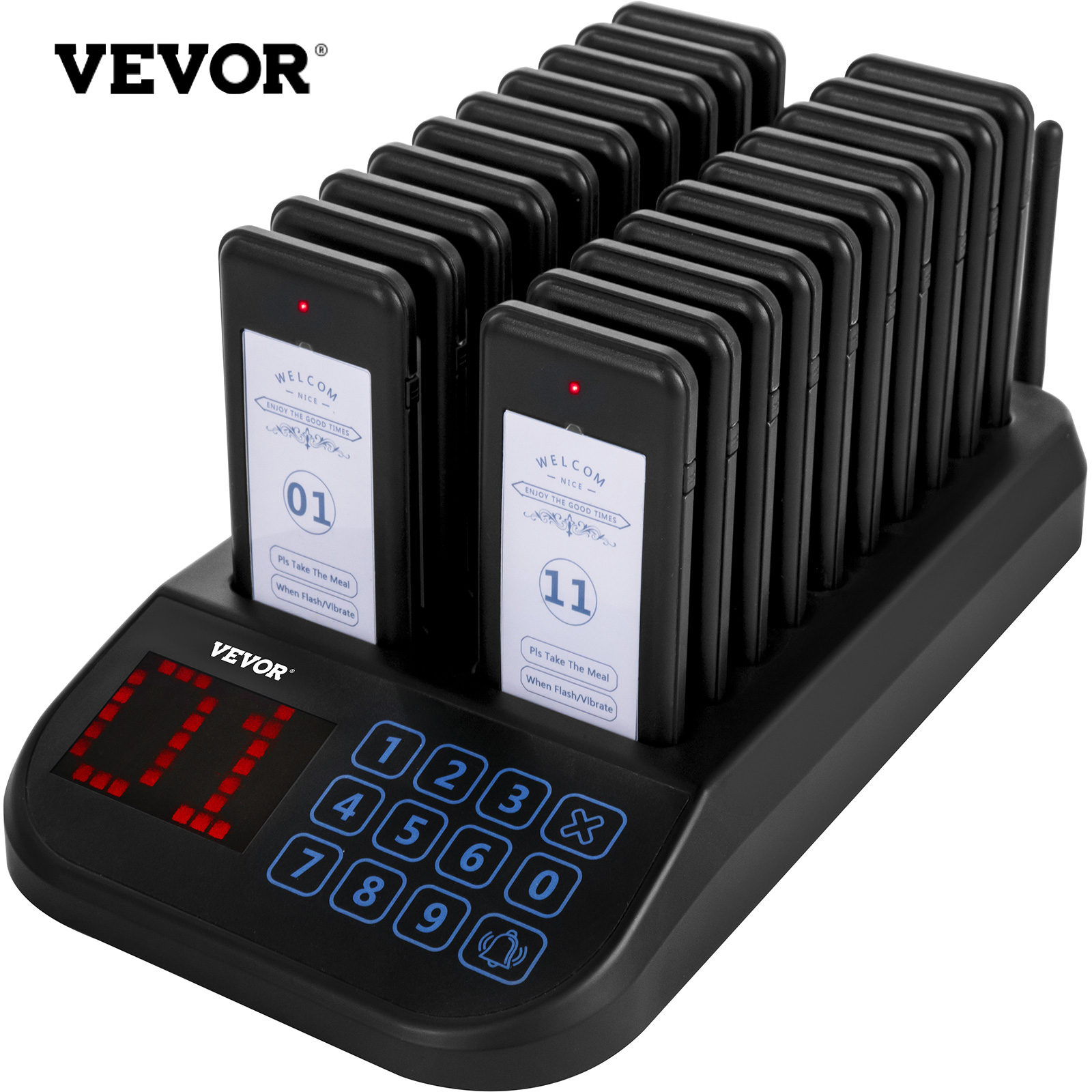 VEVOR Restaurant Pager Calling Paging System 20 Coaster Receiver Restaurants Church Nurse Clinic
