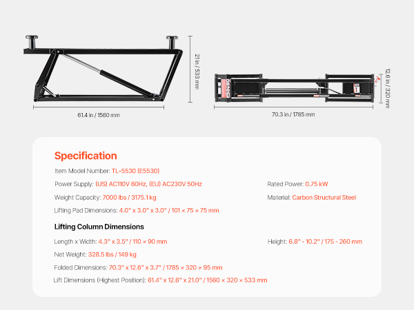 7000 lbs Car Lift Adjustable Car Lifts with Remote Control for Home