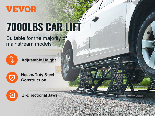 VEVOR Car Lift, 7,000 LBS Capacity Portable Car Lift, with Extended-Length  Plates, 26.8 Max. Height, Heavy-duty Carbon Steel Truck Lift with Power  Unit, Auto Car Jack Lifts for Home Garage Shop