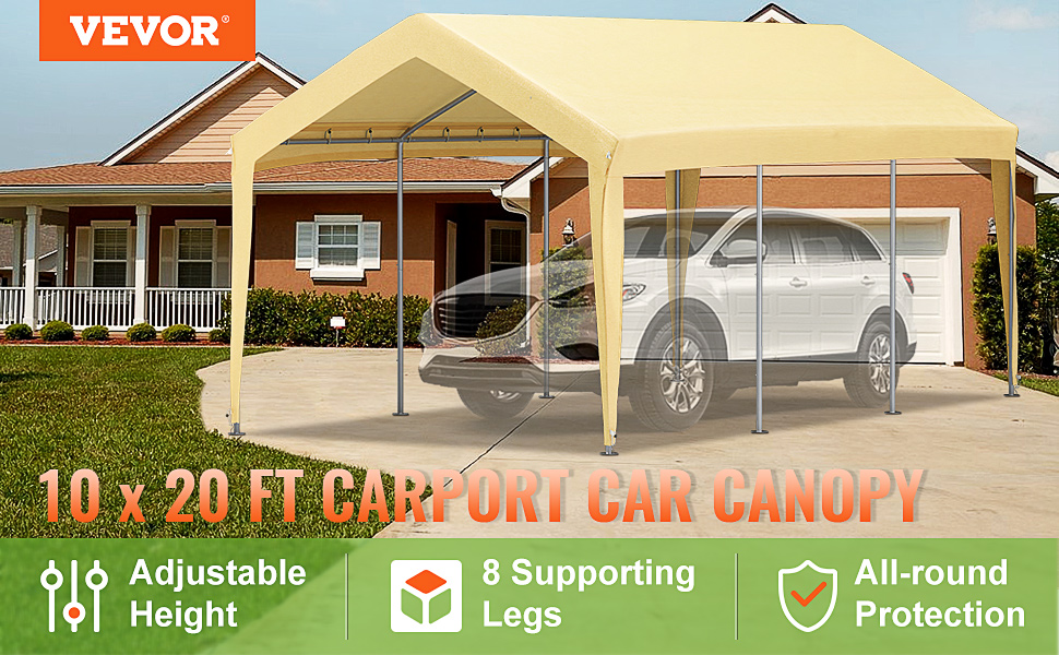 Carport Canopy,10 x 20 ft,8 Legs