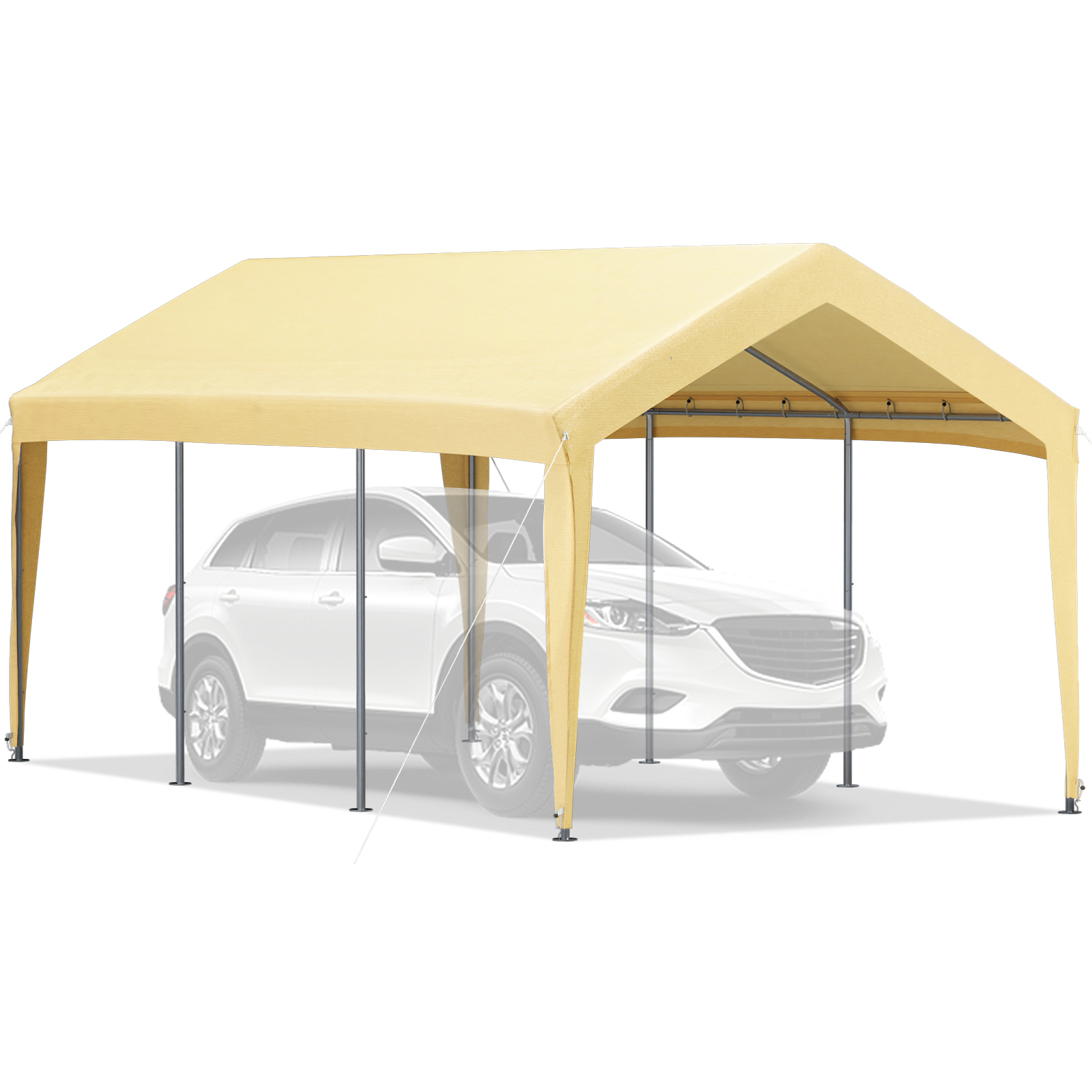 Carport Canopy,10 x 20 ft,Sidewalls & Windows