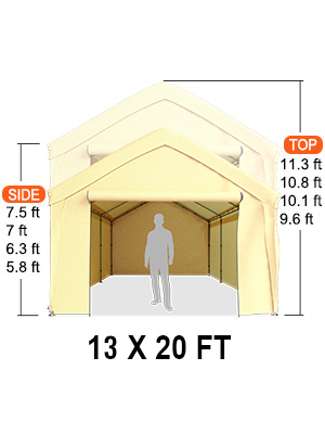 Carport-Überdachung, 13 x 20 Fuß, 8 Beine
