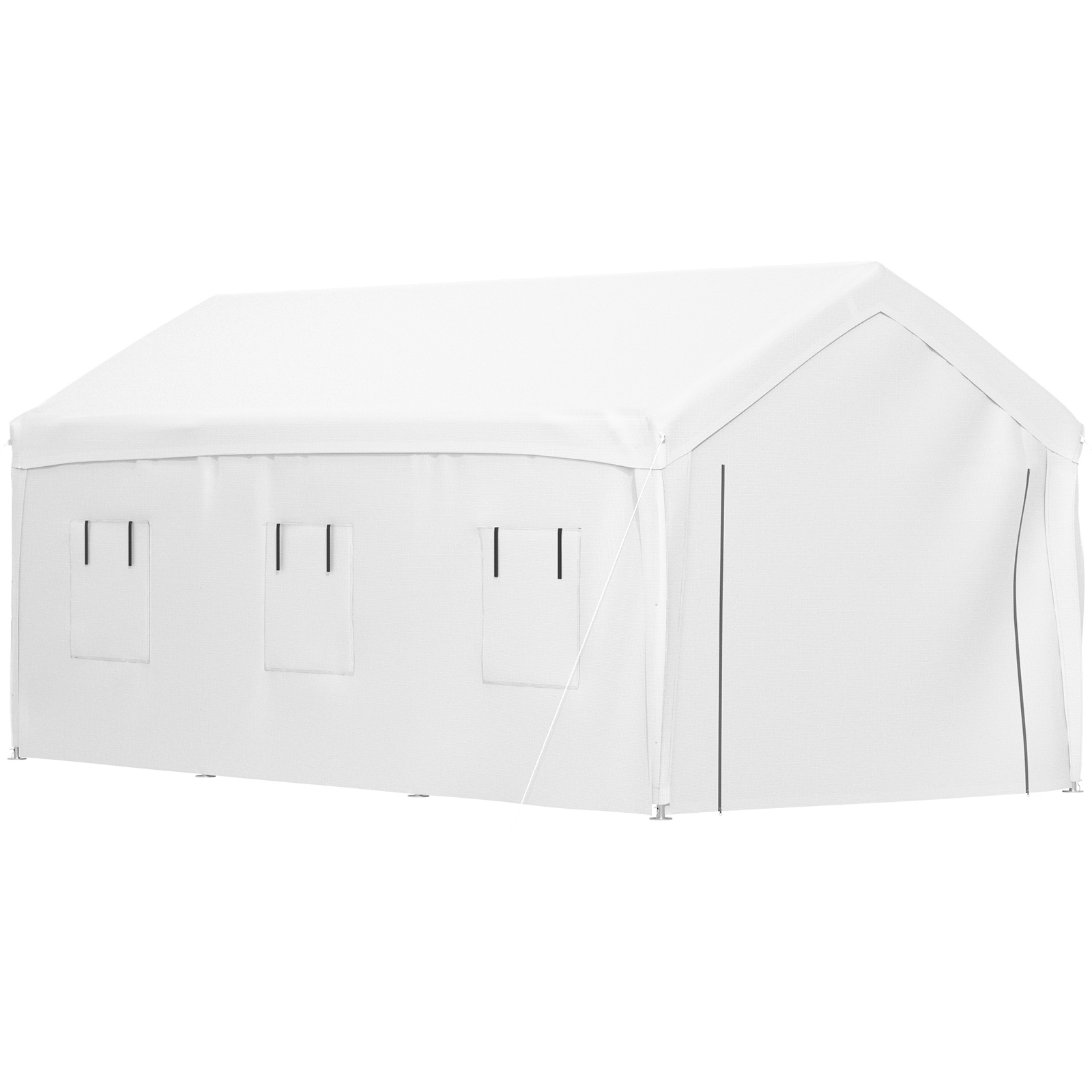 VEVOR Carport Canopy Car Canopy 10x20ft 8 Legs, Sidewalls&Windows White