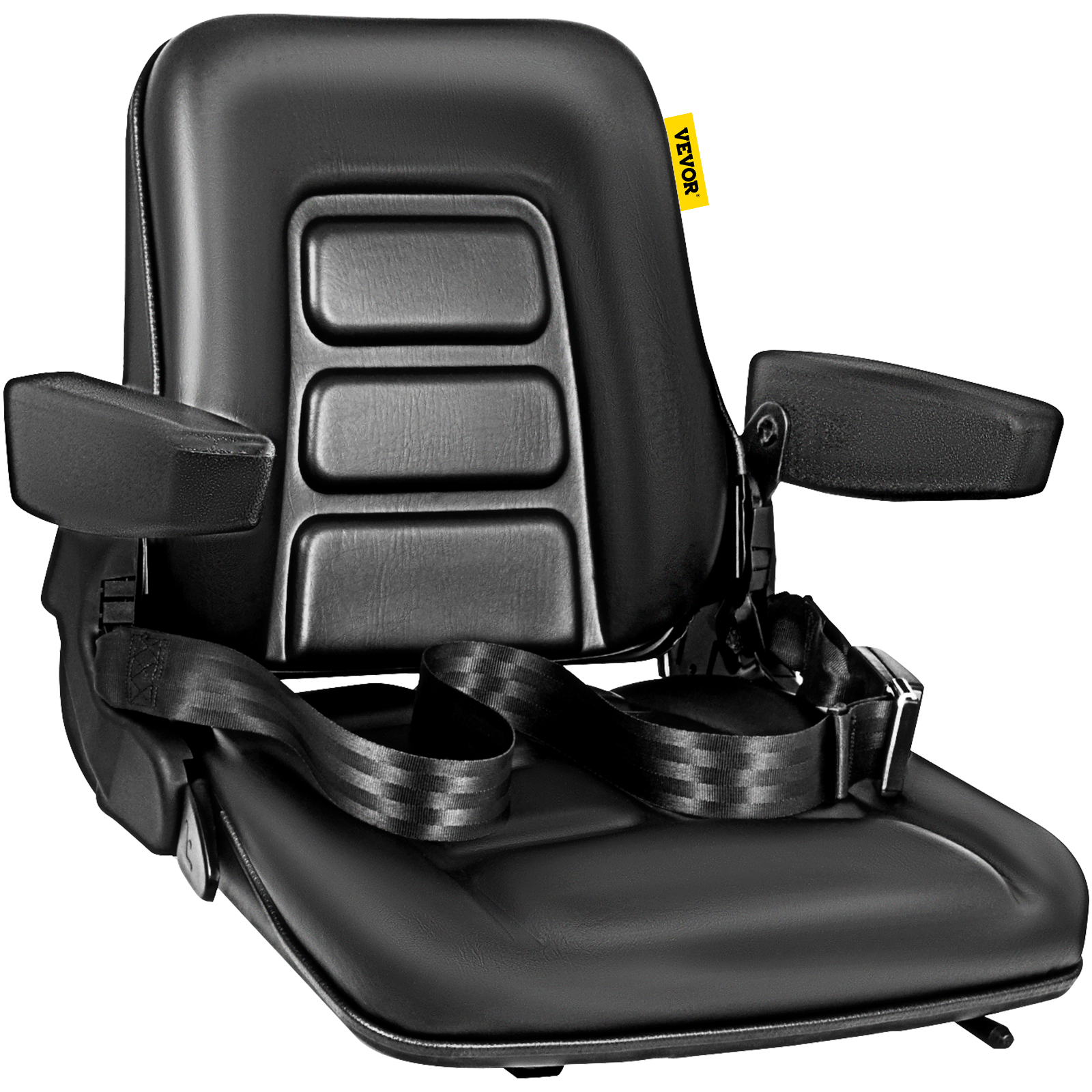 Asiento de tractor, asiento universal para carretilla elevadora, asiento de  tractor de PVC negro con cinturón de seguridad, asiento de cortacésped