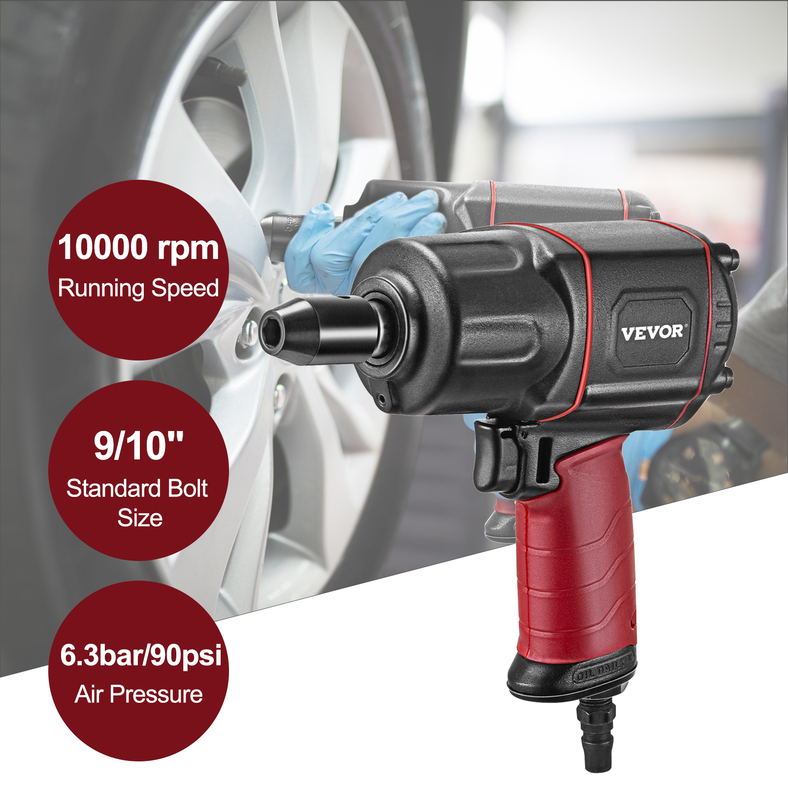 VEVOR 1/2" Pneumatic Air Impact Wrench Rattle Gun Air Tool Twin Hammer VEVOR AU