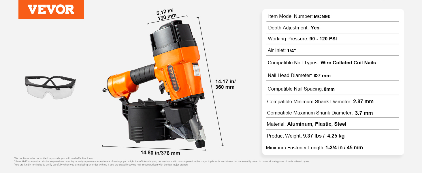 Pistolet à clous pneumatique pour bardage, léger et ergonomique