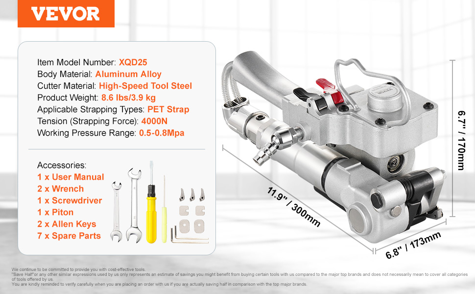 VEVOR Pneumatic Strapping Tool Hand Held Strapping Machine for 3/4"1