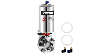 VEVOR Pneumatic Butterfly Valve, 2" Pneumatic Sanitary Valve, Heavy-Duty 304 Stainless Steel Tri Clamp Pneumatic Valve, Silicone Seal Pneumatic Butterfly with Pneumatic Actuator Clamp Single Acting