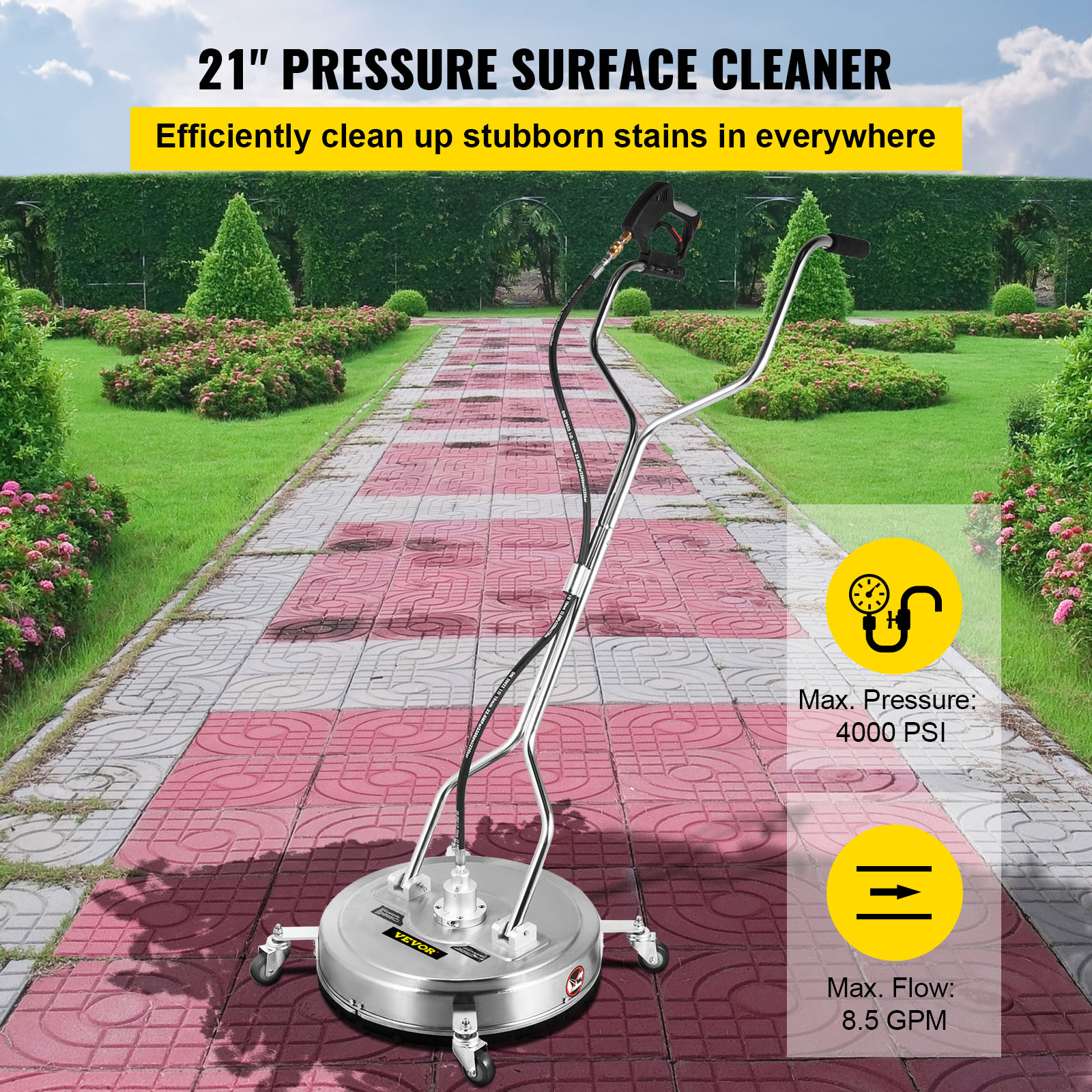VEVOR Surface Cleaner Pressure Surface Washer 16-24" 4000PSI Stainless Steel - Picture 88 of 110