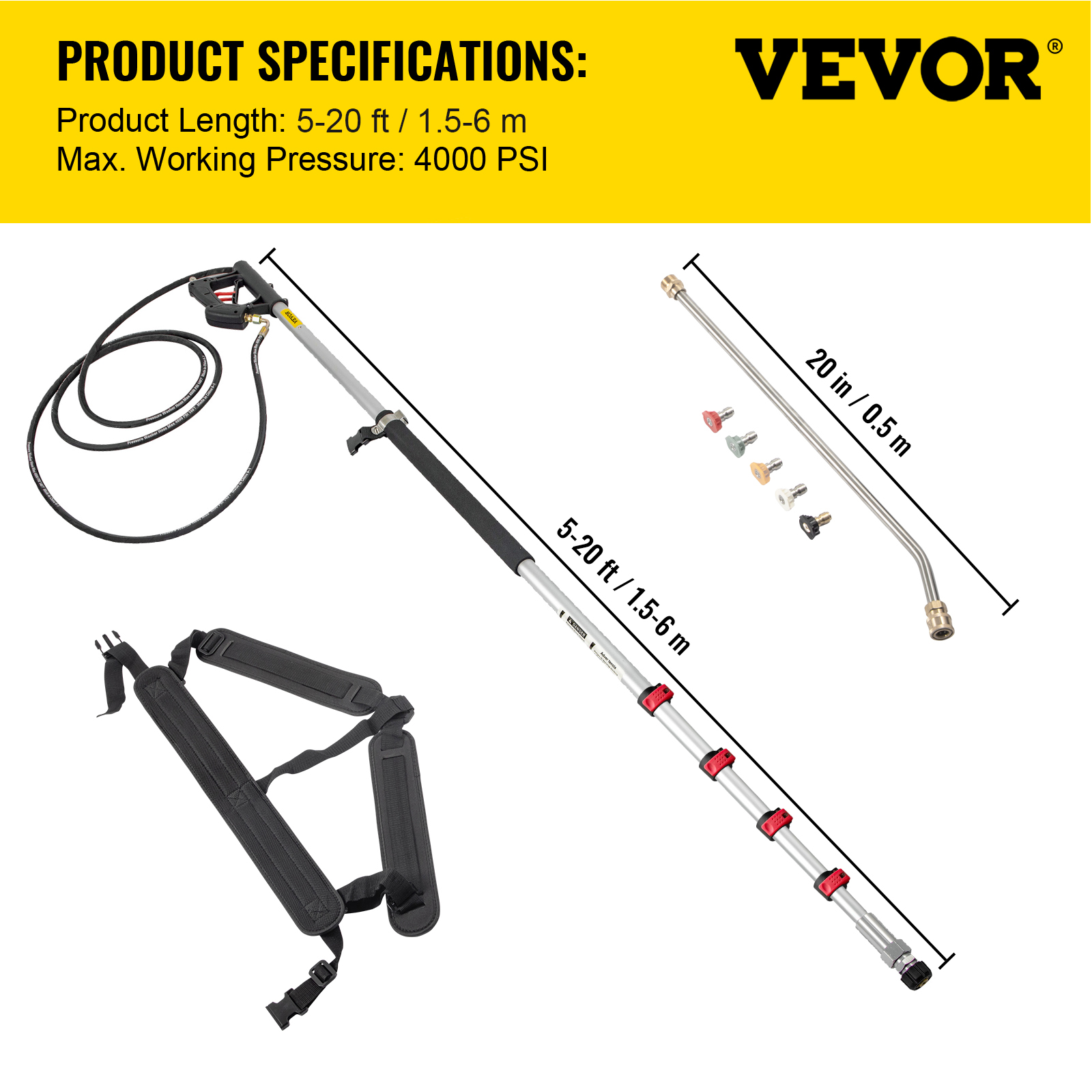 VEVOR Surface Cleaner Pressure Surface Washer 16-24" 4000PSI Stainless Steel - Picture 9 of 110