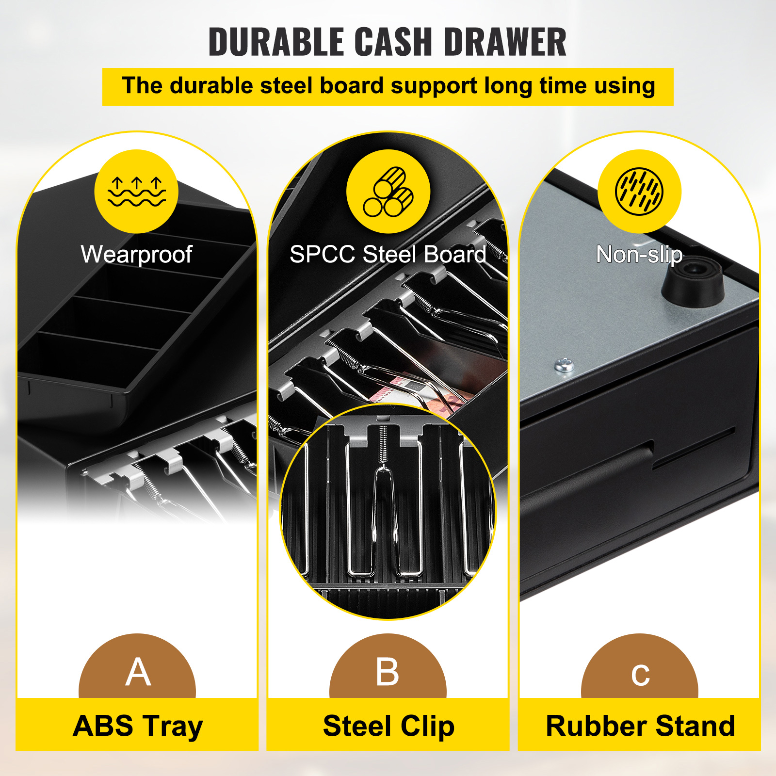 Uimoso Cash Drawer 13/16in Cash Register POS System 3 Unlocking Ways RJ11/12 - Produktbild 2