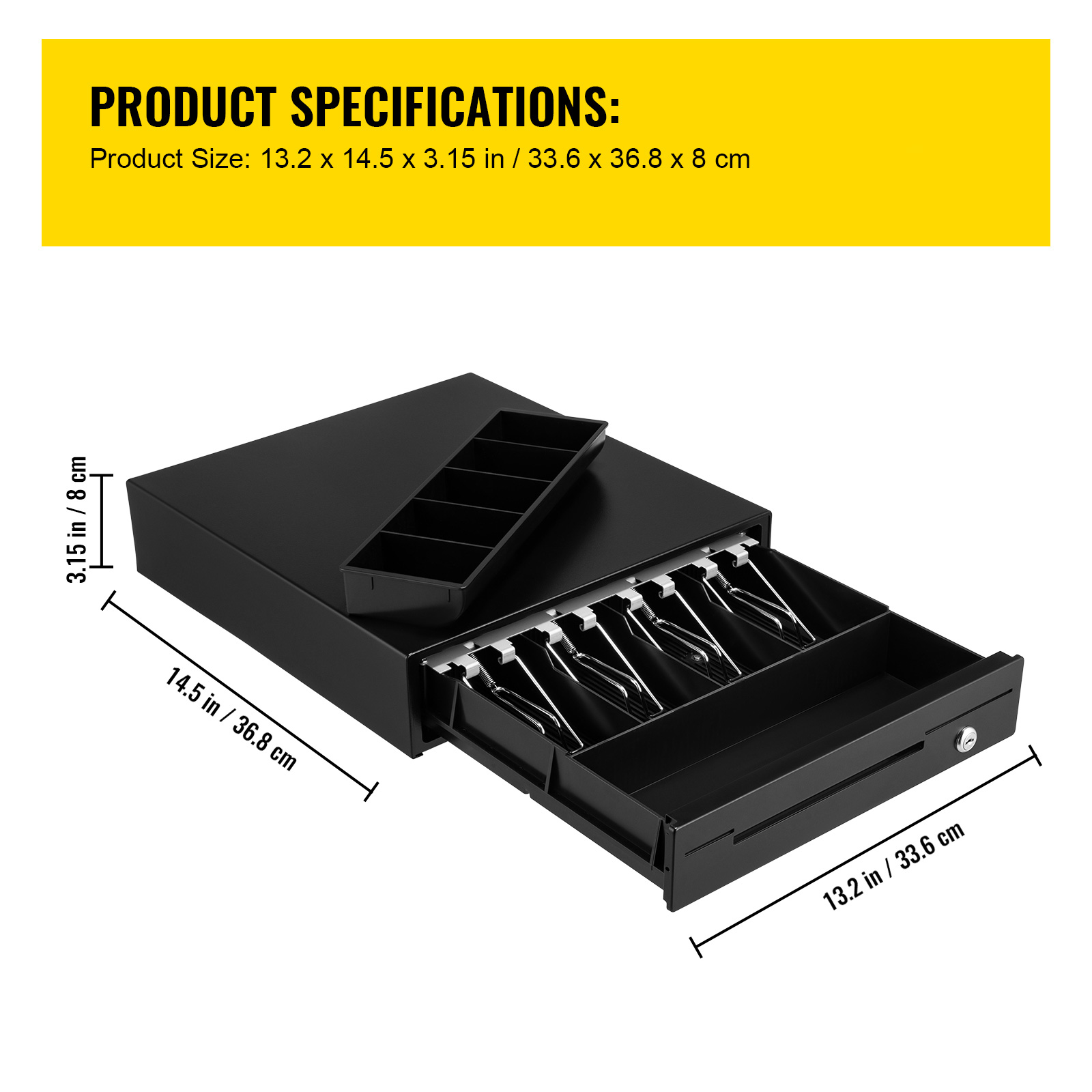 Uimoso Cash Drawer 13/16in Cash Register POS System 3 Unlocking Ways RJ11/12 - Produktbild 6