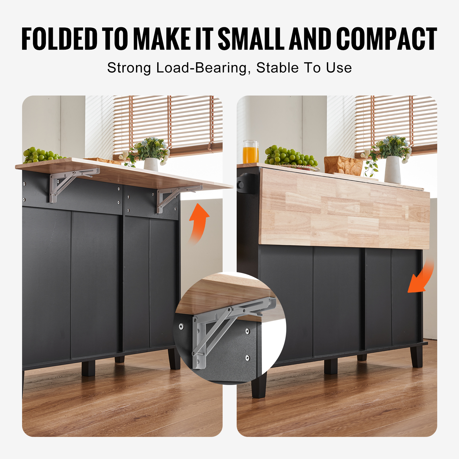 Drop-Leaf Kitchen Island Trolley Cart Wood Storage Cabinet w/ Drawers/Rack - Picture 42 of 110