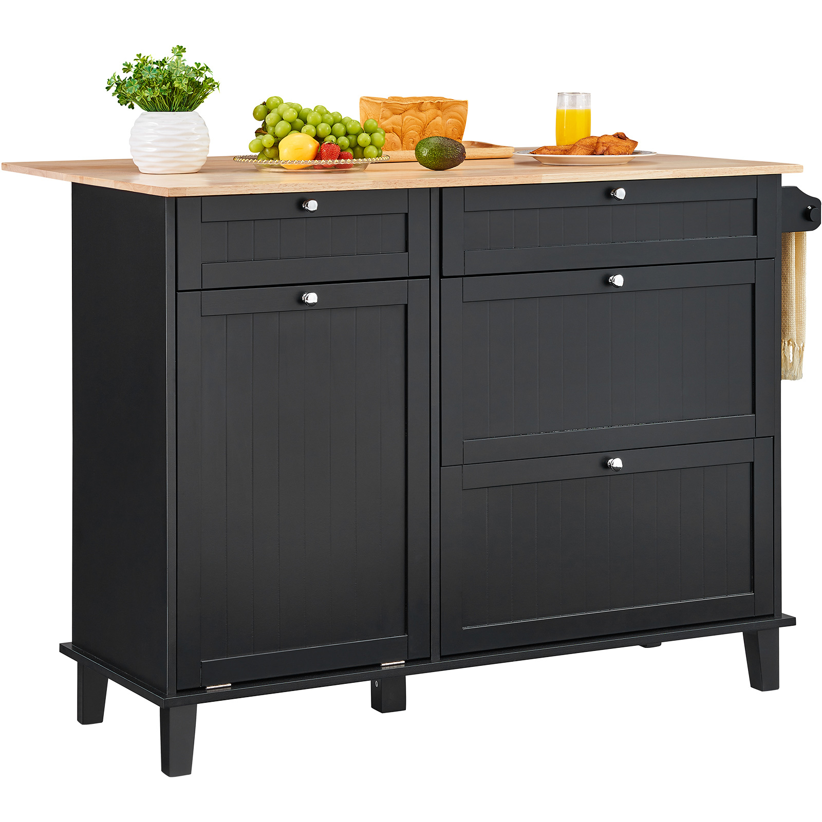 Drop-Leaf Kitchen Island Trolley Cart Wood Storage Cabinet w/ Drawers/Rack - Picture 48 of 110
