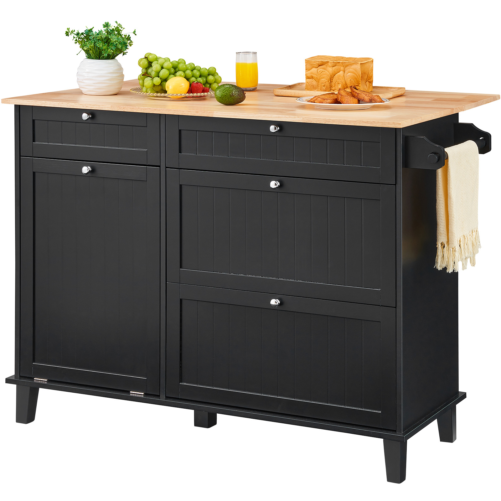 Drop-Leaf Kitchen Island Trolley Cart Wood Storage Cabinet w/ Drawers/Rack - Picture 49 of 110