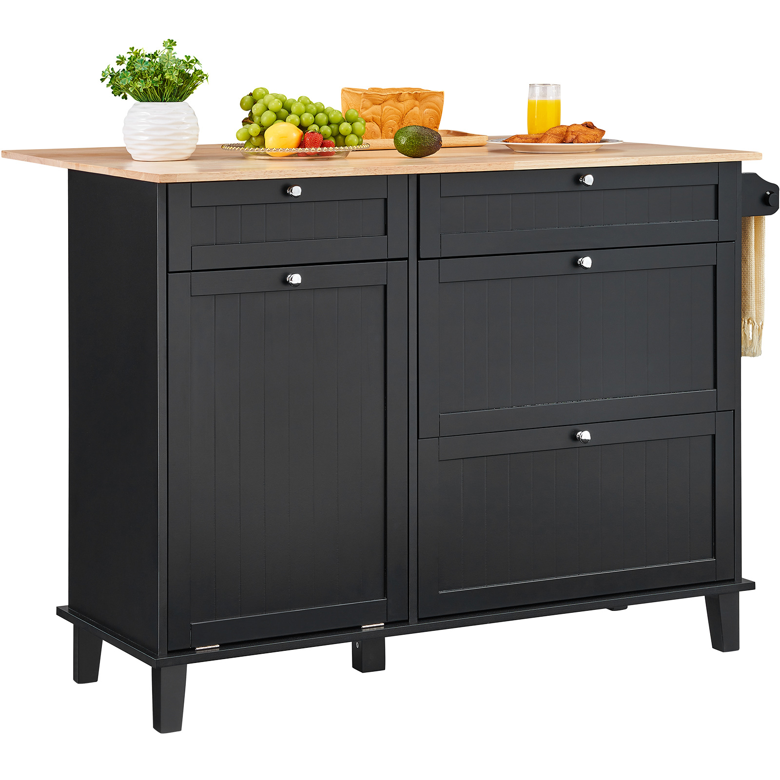 Drop-Leaf Kitchen Island Trolley Cart Wood Storage Cabinet w/ Drawers/Rack - Picture 39 of 110